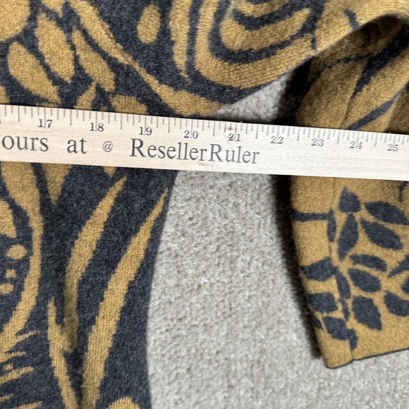 Icelandic Design Sweater Womens Small Gray Mustard Wool Blend Cardigan Coatigan - Picture 5 of 10